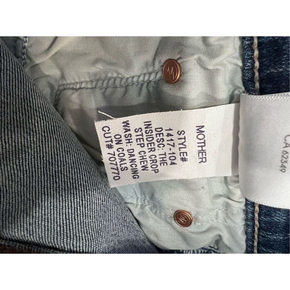 MOTHER Blue Distressed Cropped Ankle Jeans - Picture 9 of 10